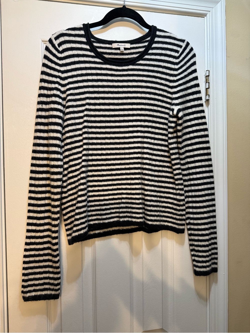 Madewell Black & White Striped Crewneck Sweater